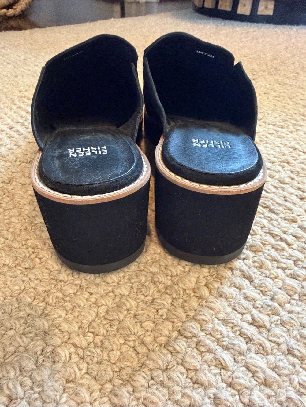 Eileen Fisher Black Slip-On Loti Mule Clogs - Picture 5 of 9
